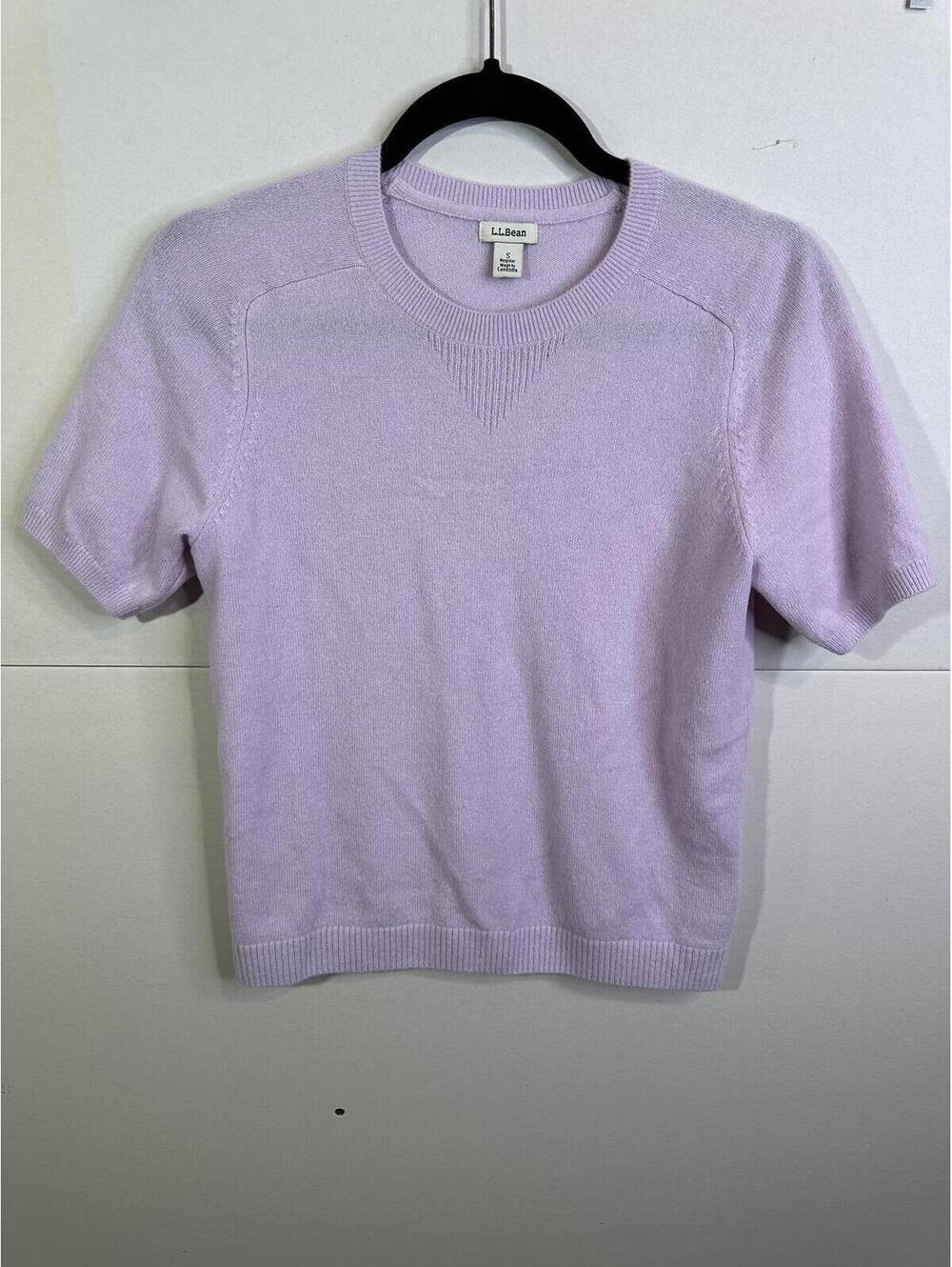 L.L.Bean 100% Cashmere Sweater Top Short Sleeve Lavender Purple S